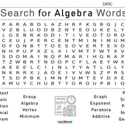 Algebra vocabulary word search answer key