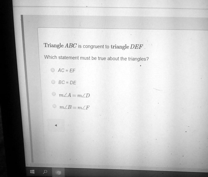 What is a correct congruence statement for the triangles shown