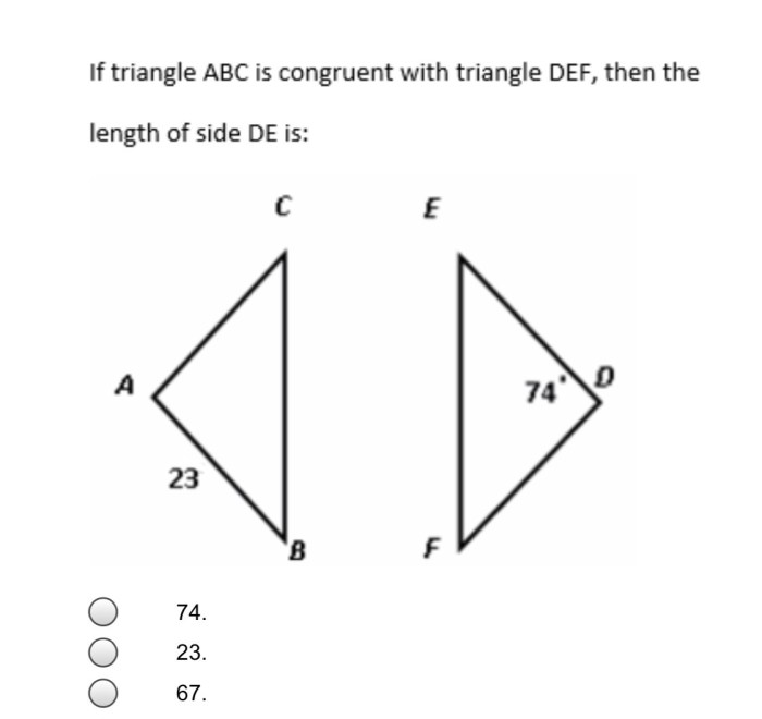 What is a correct congruence statement for the triangles shown