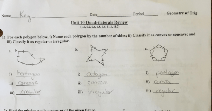 Unit 7 polygons and quadrilaterals homework 2 answer key